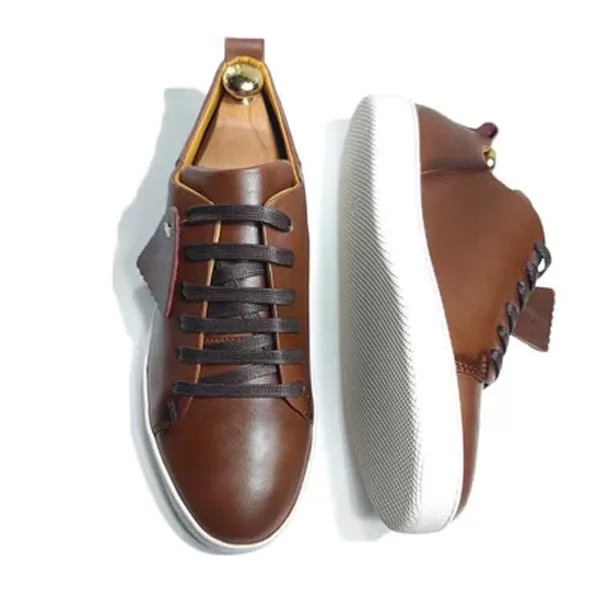 basket pour homme 0023-2 tabac cuir miniature